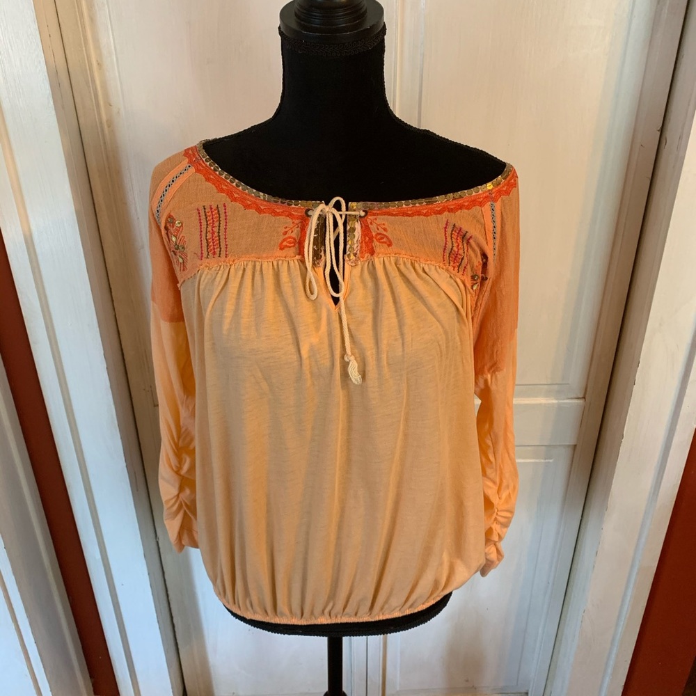 Free People Embroidered Peasant Top Large